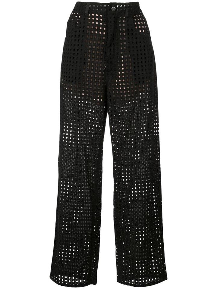 Fleur Du Mal High-waisted Eyelet Trousers - Black