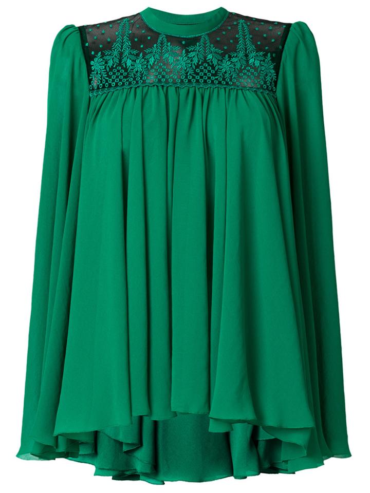 Philosophy Di Lorenzo Serafini Embroidered Gathered Blouse - Green