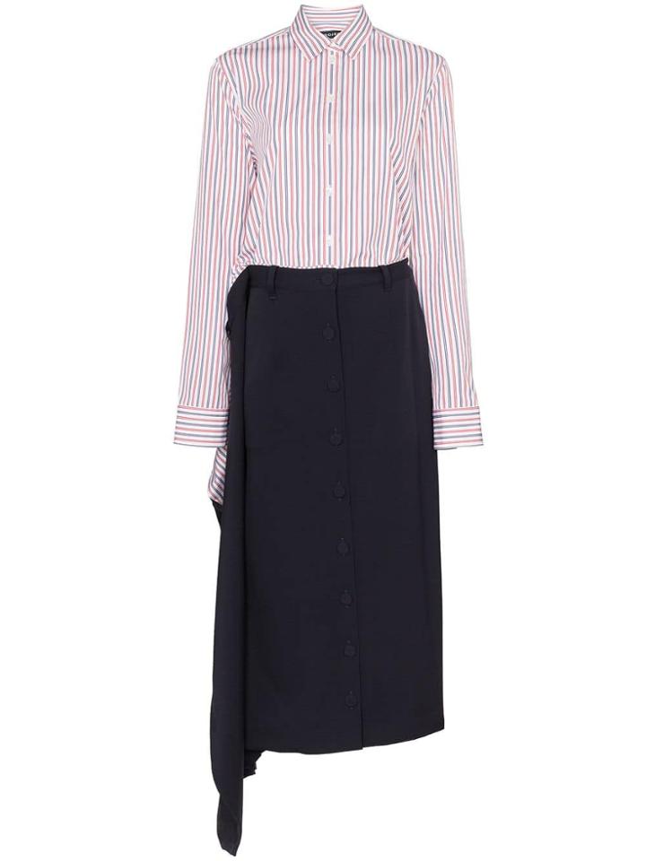 Y/project Stripe Print Contrast Skirt Cotton Wool Blend Shirt Dress -