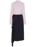 Y/project Stripe Print Contrast Skirt Cotton Wool Blend Shirt Dress -