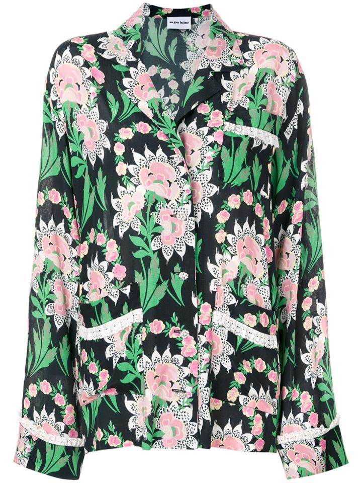 Au Jour Le Jour Lace Trim Floral Shirt - Multicolour