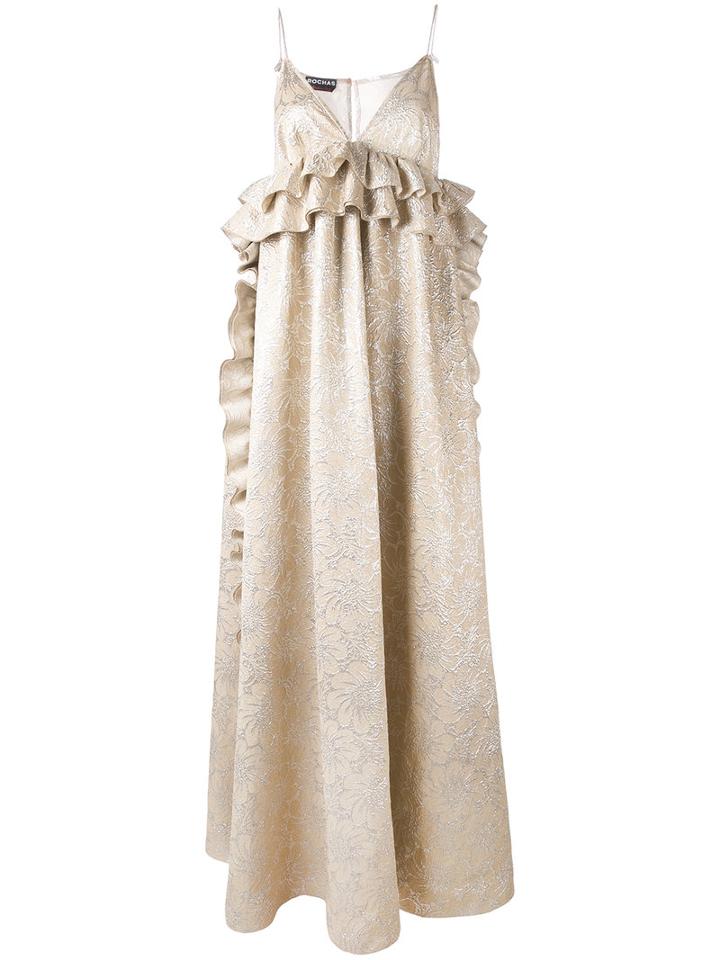 Rochas - Floral Jacquard Gown - Women - Silk/polyester - 42, Nude/neutrals, Silk/polyester