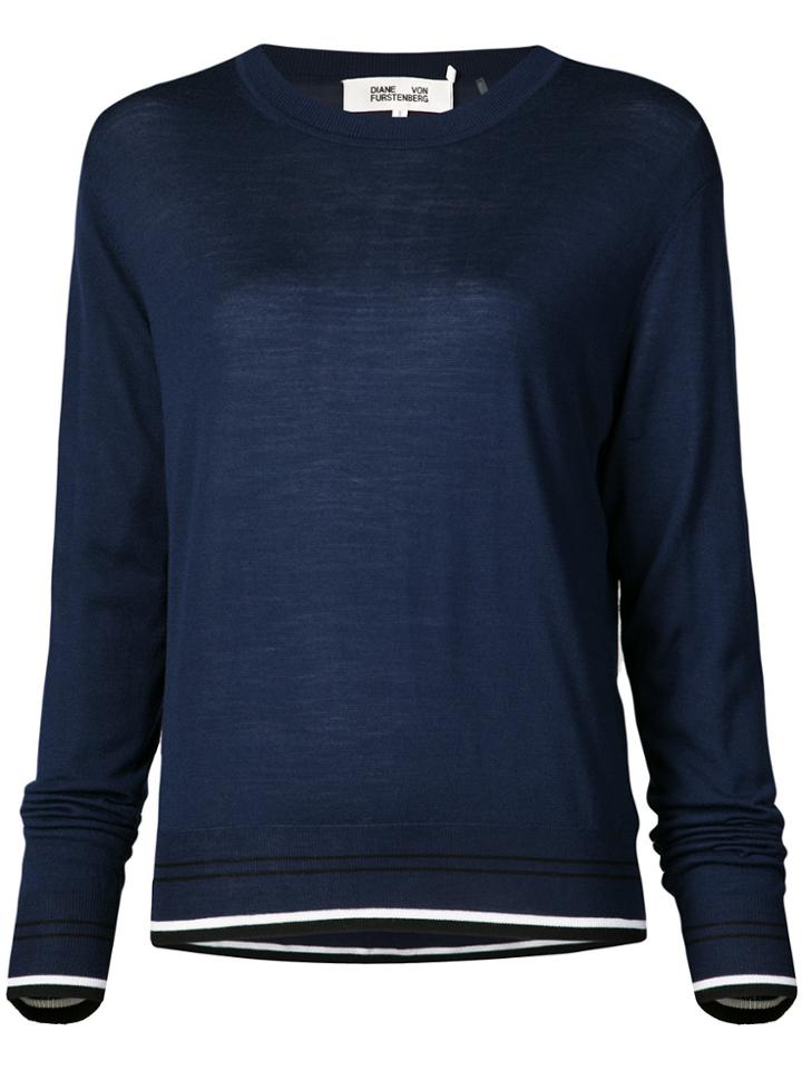Dvf Diane Von Furstenberg Contrast Hem Knitted Top - Blue