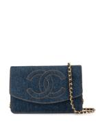 Chanel Pre-owned Chain Denim Shoulder Wallet Bag - Blue