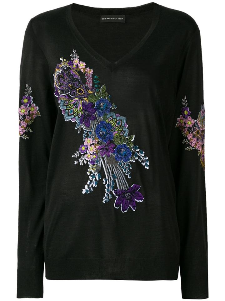 Etro Floral Print Jumper - Black