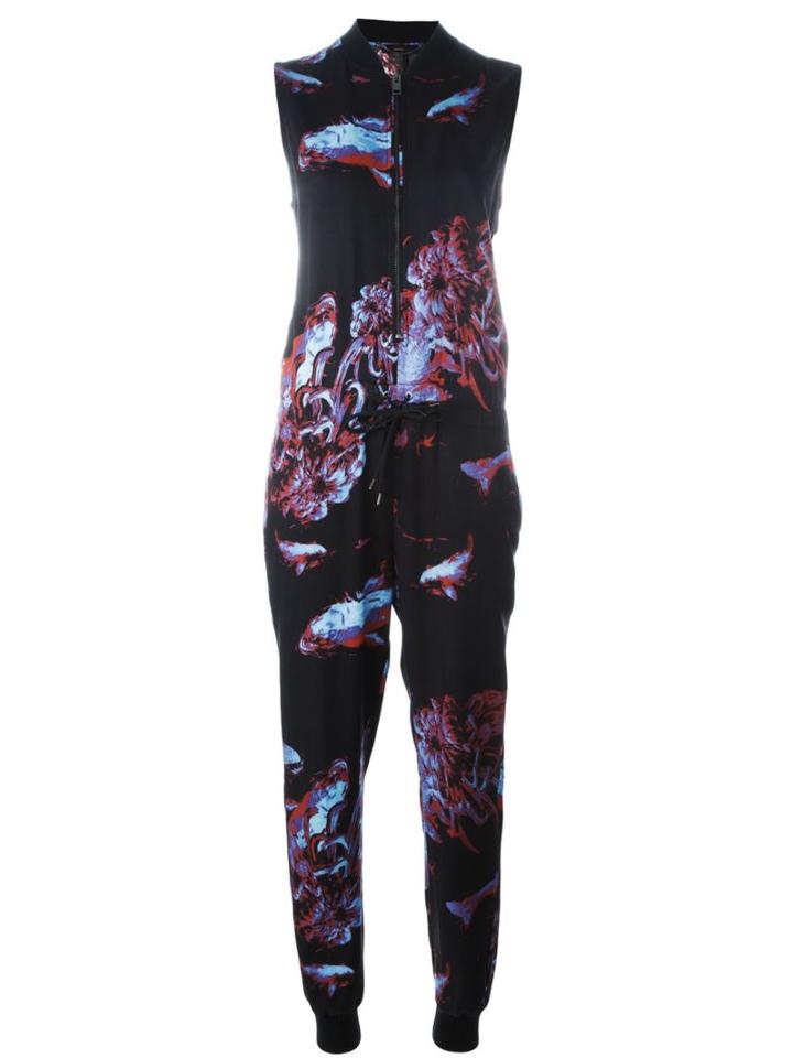 Diesel Flower Print Jumpsuit, Women's, Size: S, Black, Rayon