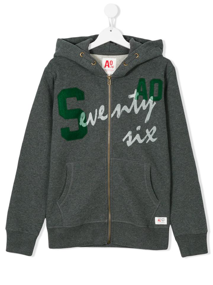 American Outfitters Kids Logo Zipped Up Hoodie - Grey