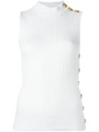 Balmain Ribbed Tank Top, Women's, Size: 36, White, Cotton