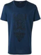 Balmain Totem Print T-shirt, Men's, Size: Large, Blue, Cotton