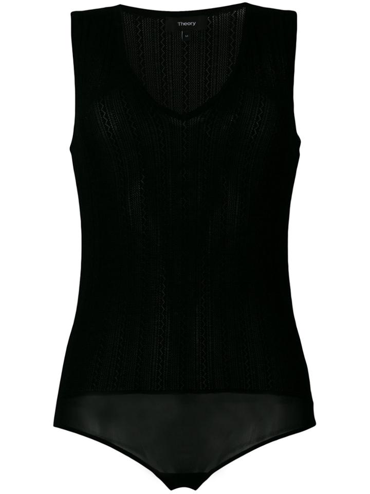 Theory V-neck Bodysuit - Black