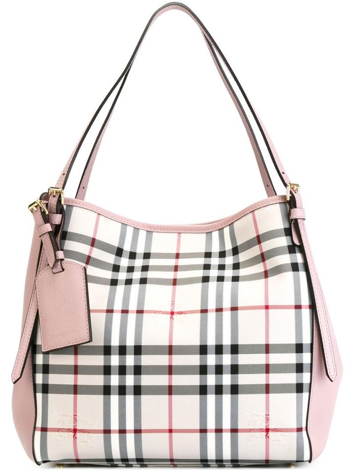 Burberry The Canter In Horseferry Check Top, Women's, Grey, Polyamide/calf Leather/polyester