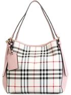 Burberry The Canter In Horseferry Check Top, Women's, Grey, Polyamide/calf Leather/polyester