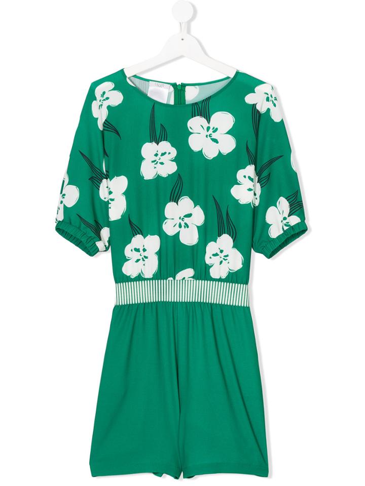 Liu Jo Kids Teen Floral-print Playsuit - Green