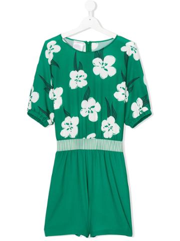 Liu Jo Kids Teen Floral-print Playsuit - Green