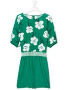 Liu Jo Kids Teen Floral-print Playsuit - Green