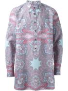 Dresscamp Paisley Print Band Collar Shirt, Men's, Size: 46, Pink/purple, Cotton