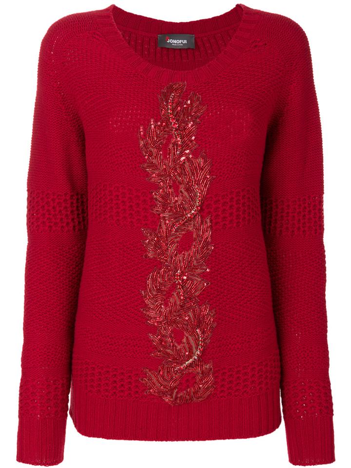 Jo No Fui Embroidered Knit Sweater
