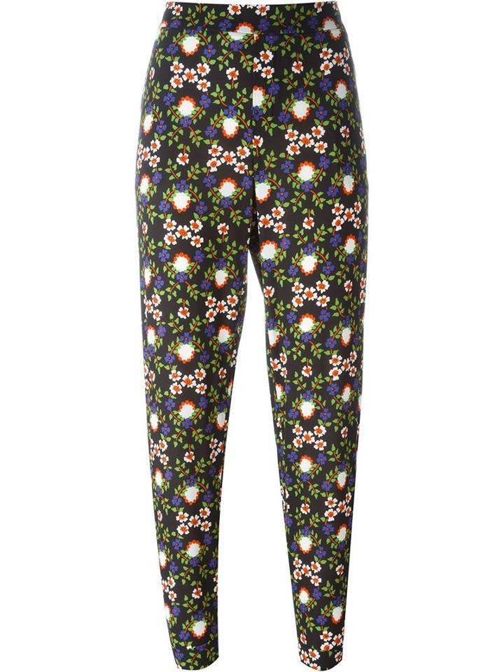P.a.r.o.s.h. Floral Print Trousers, Women's, Size: M, Black, Polyester/spandex/elastane