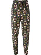 P.a.r.o.s.h. Floral Print Trousers, Women's, Size: M, Black, Polyester/spandex/elastane