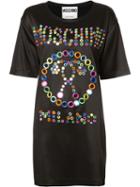 Moschino Mirror Embroidered Logo Dress, Women's, Size: 42, Black, Acetate/rayon/other Fibers