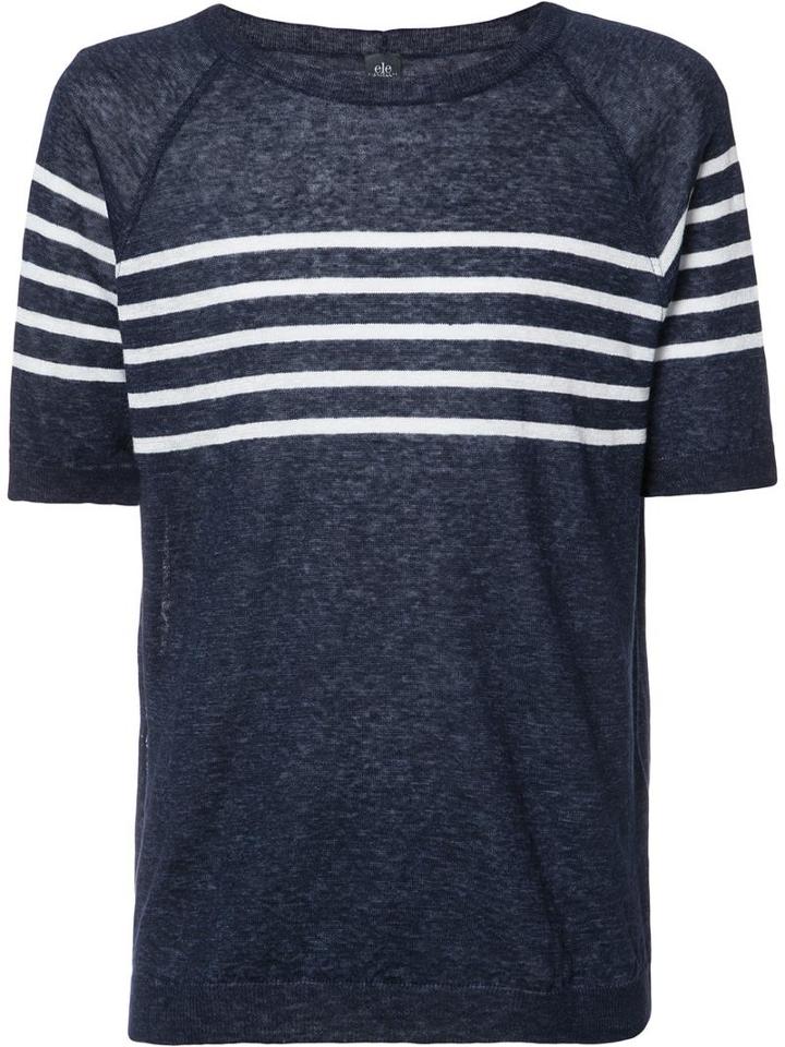 Eleventy Striped Trim Sweatshirt, Men's, Size: Xl, Blue, Linen/flax