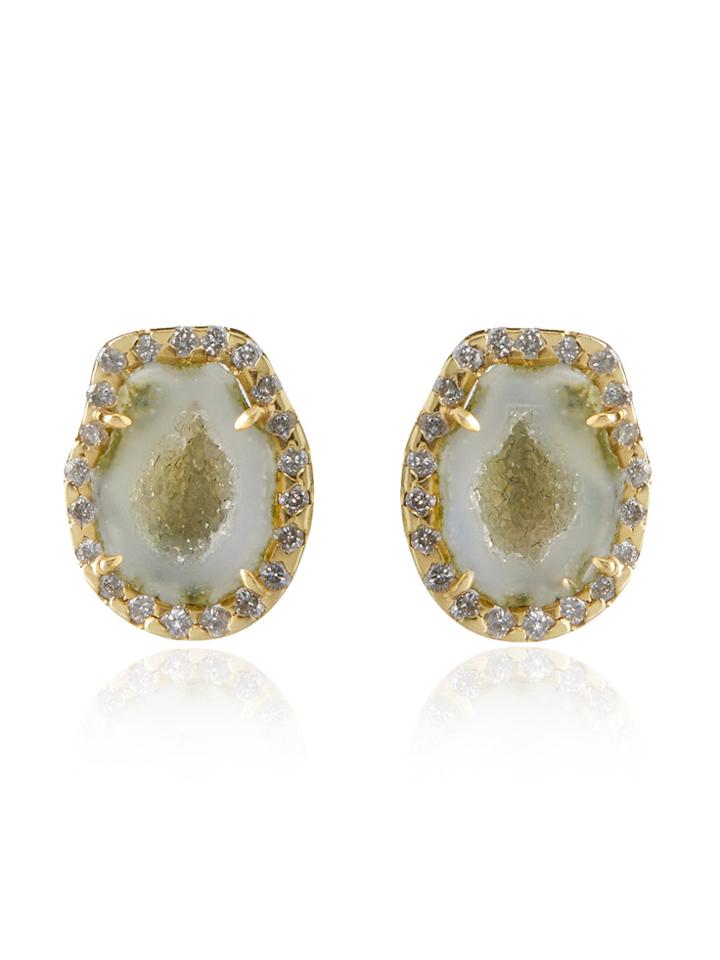 Kimberly Mcdonald Green Geode Stud Earrings With Diamonds