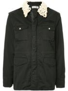 Tu Es Mon Trésor Pearl Collar Military Jacket - Black