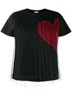 Red Valentino Heart Print T-shirt - Black