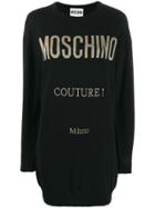 Moschino Glitter Logo Print Jumper Dress - Black