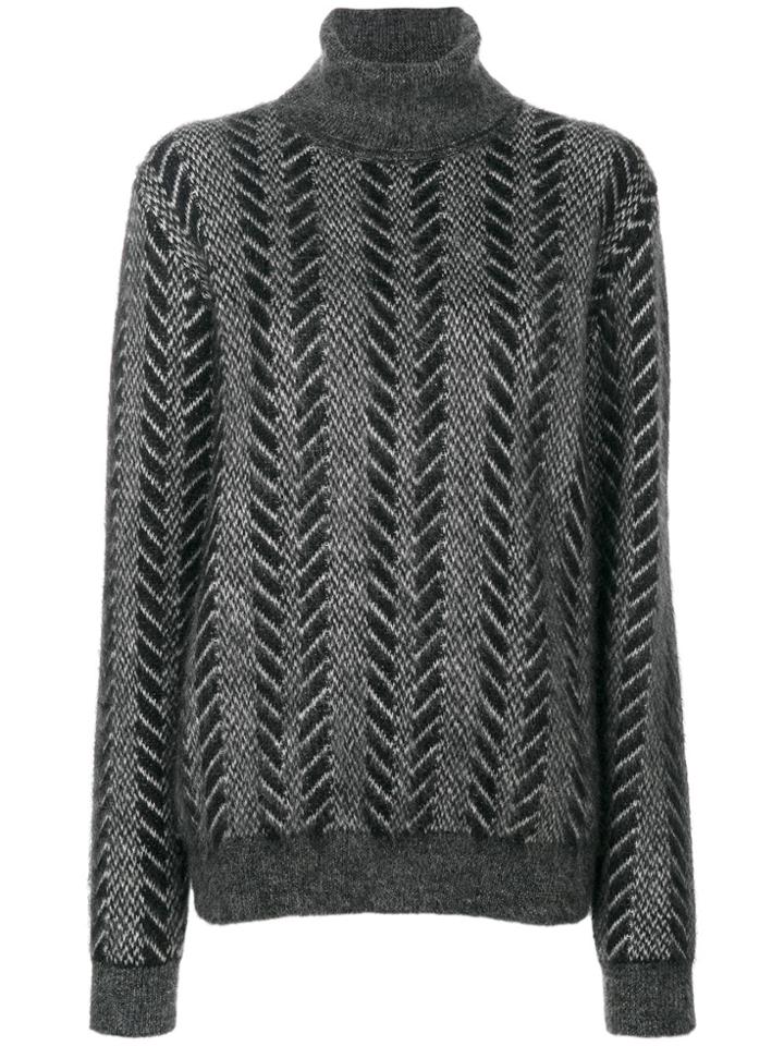 Saint Laurent Knitted Turtle-neck Sweater - Grey