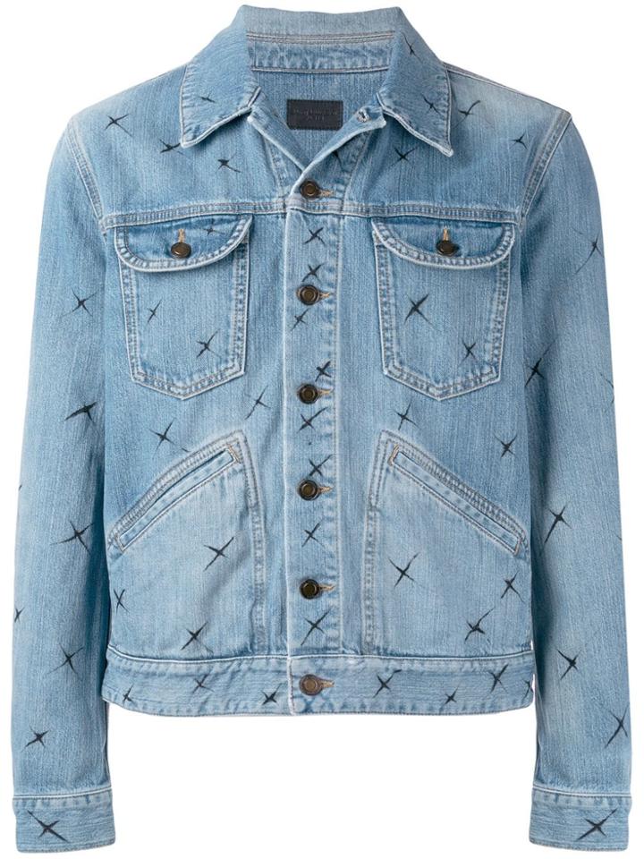 Saint Laurent Star Print Denim Jacket - Blue
