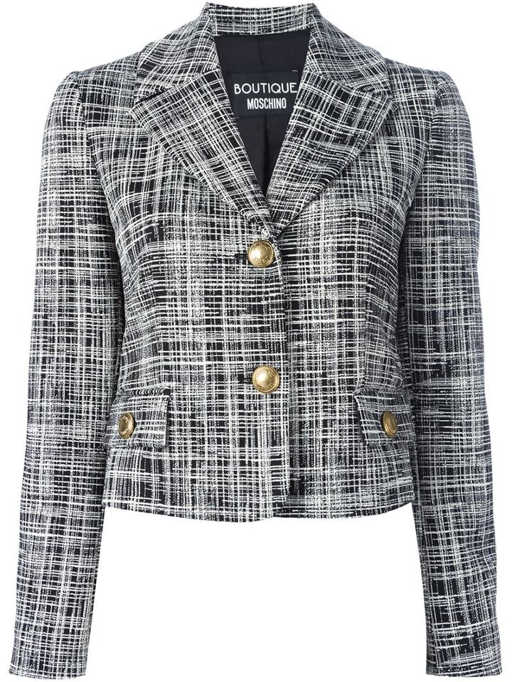 Boutique Moschino Scratchy Print Jacket, Women's, Size: 44, Black, Polyester/acetate/polyamide/other Fibers