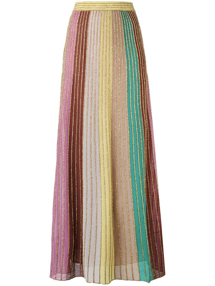 M Missoni - Metallic Knit Maxi Skirt - Women - Cotton/polyamide/polyester - 42, Pink/purple, Cotton/polyamide/polyester