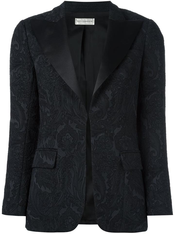 Faith Connexion Single Breasted Blazer, Women's, Size: 38, Black, Polyamide/polyester/spandex/elastane/viscose