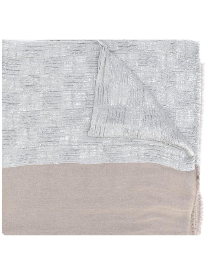 Barba Contrast Panel Scarf - Grey