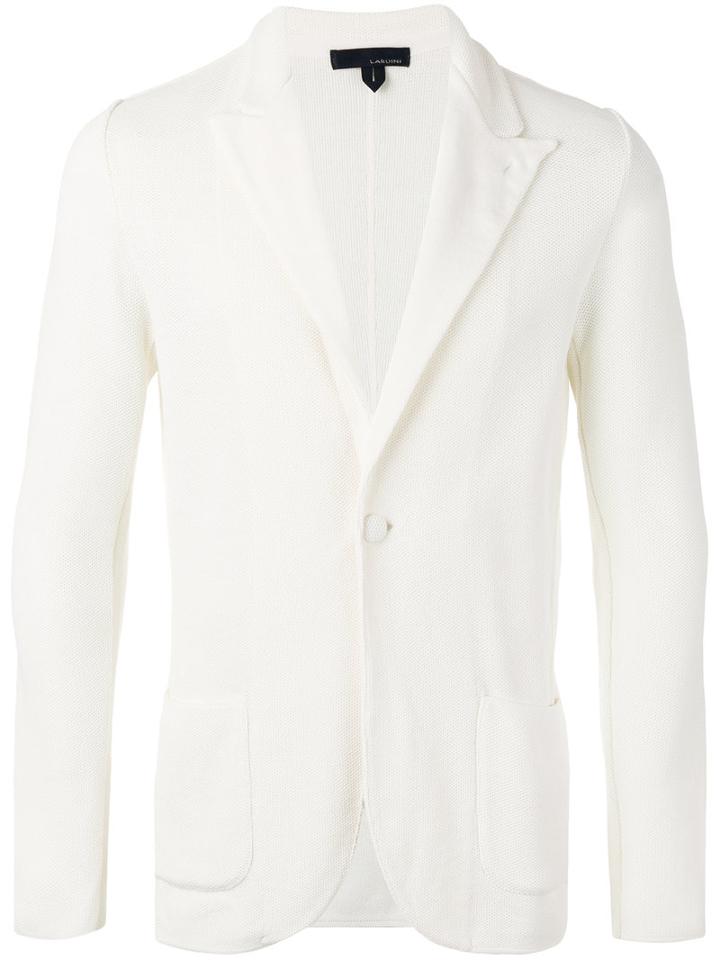 Lardini Peaked Lapel Blazer, Men's, Size: Medium, White, Cotton