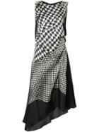 Monse Houndstooth Asymmetric Dress, Women's, Size: 6, Black, Silk