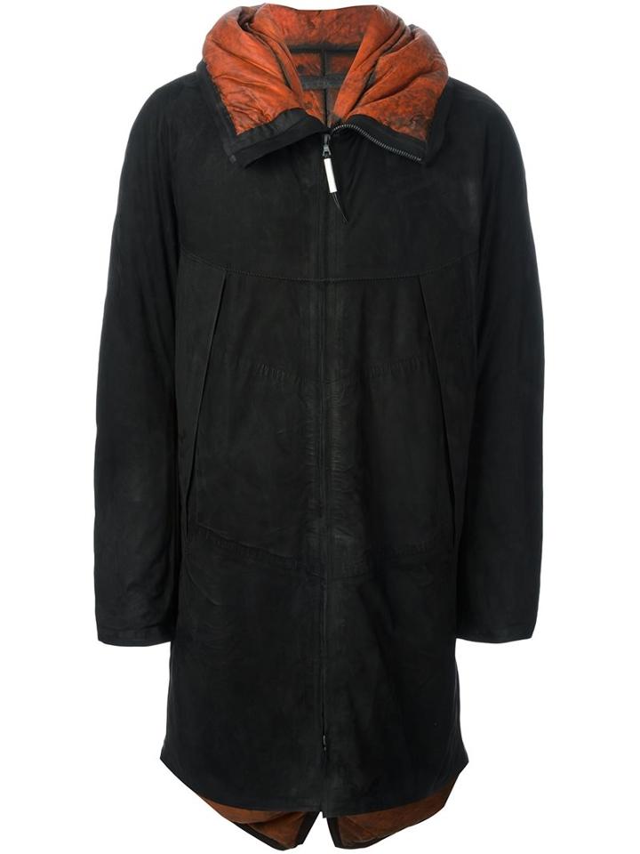 Isaac Sellam Experience Zipped Leather Coat, Men's, Size: Xl, Black, Polyester/calf Leather