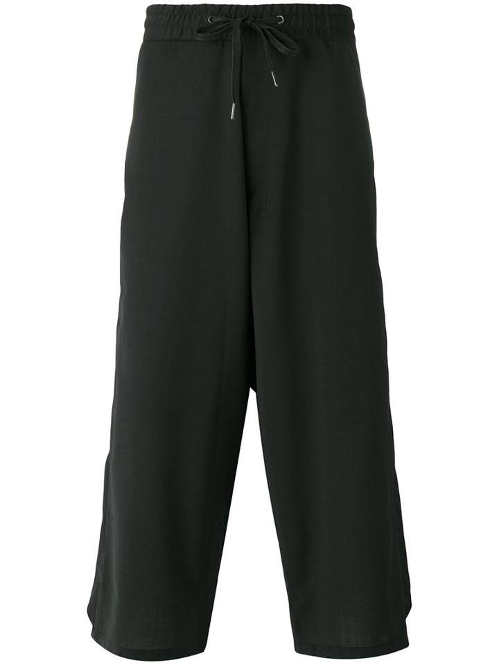 D.gnak Cropped Layered Trousers, Men's, Size: 32, Black, Wool/spandex/elastane/polyester