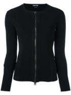 Tom Ford - Zipped Cardigan - Women - Lamb Skin/polyester/viscose - L, Black, Lamb Skin/polyester/viscose