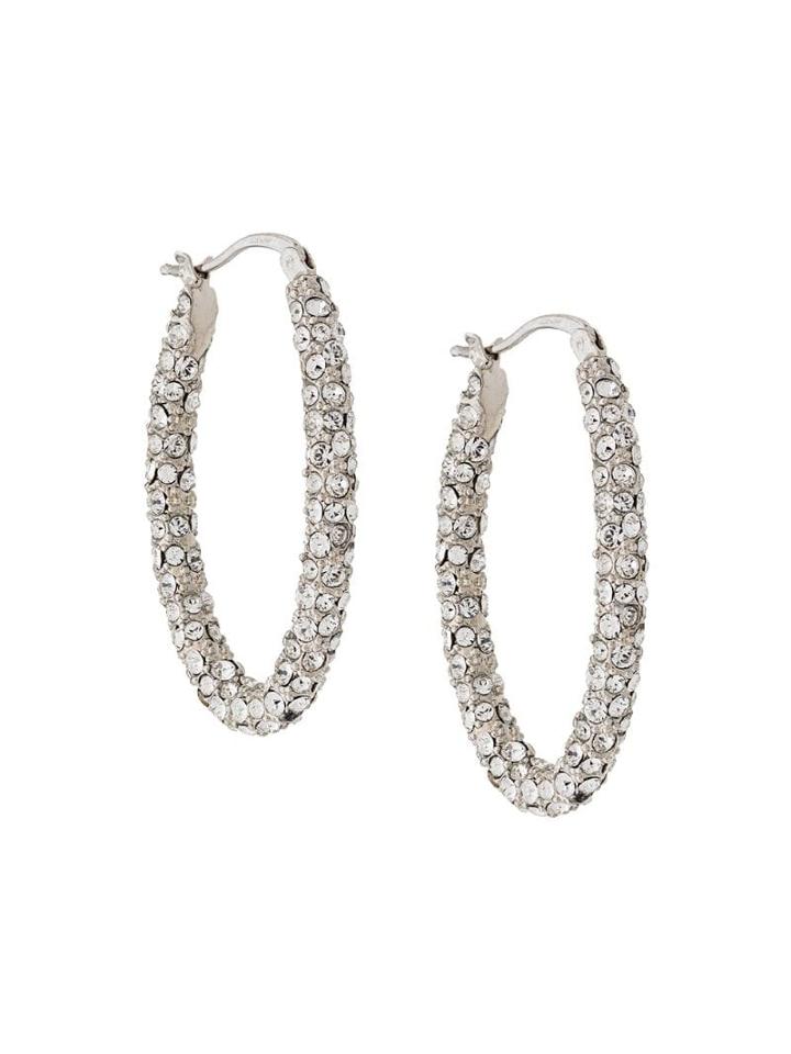 Alexander Mcqueen Crystal Embellished Hoops - Silver