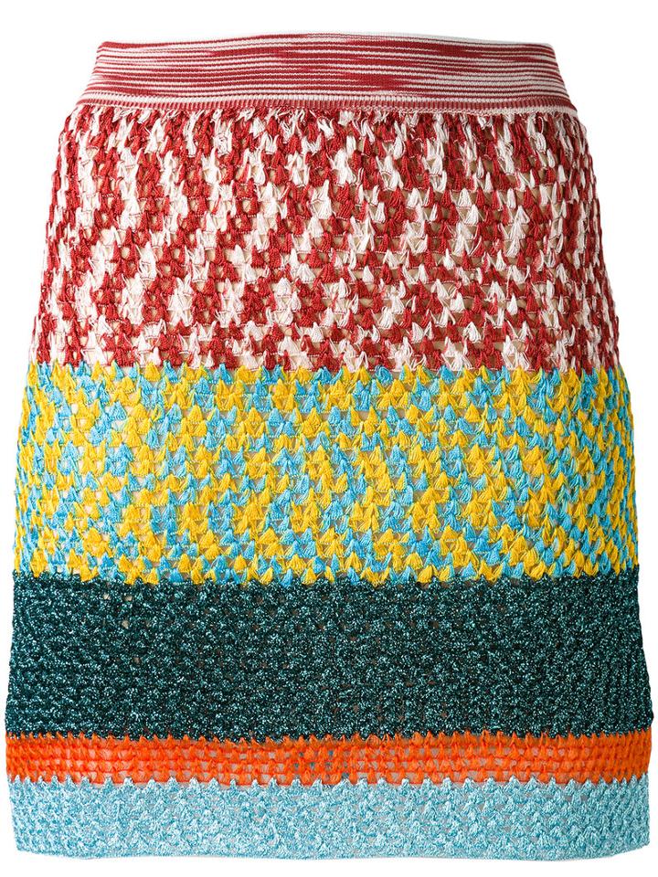 Missoni - Textured Panel Mini Skirt - Women - Silk/polyester/spandex/elastane/viscose - 42, Blue, Silk/polyester/spandex/elastane/viscose