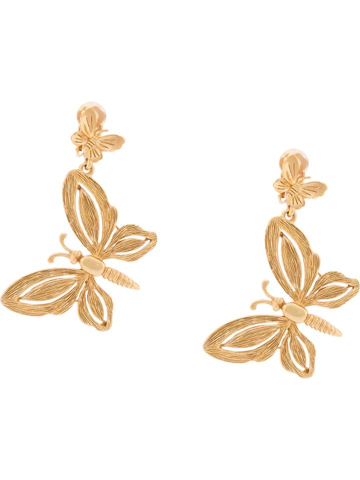 Oscar De La Renta Butterfly Earrings - Metallic