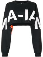 Mia-iam Logo Print Cropped Sweatshirt - Black