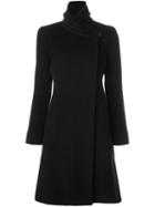 Armani Collezioni High Collar Coat, Women's, Size: 46, Black, Polyester/viscose/angora/virgin Wool
