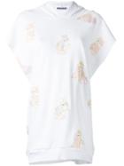 Mikio Sakabe Cat Print Sleeveless Hoodie, Women's, Size: Medium, White, Cotton