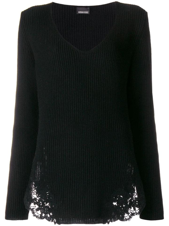Ermanno Ermanno Lace Detail Jumper - Black