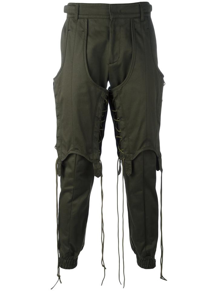 Juun.j Lace-up Detail Sweatpants, Men's, Size: 48, Green, Cotton