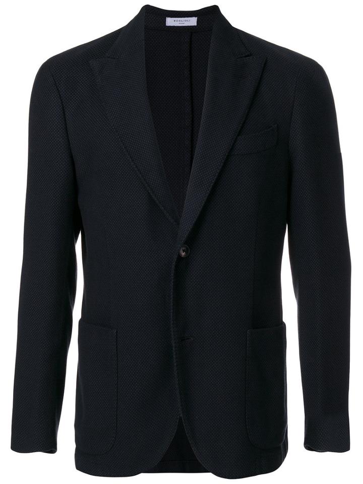 Boglioli - Single Breasted Waffle Jacket - Men - Cotton/cupro - 48, Blue, Cotton/cupro