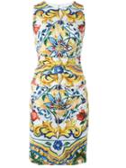 Dolce & Gabbana Majolica Print Fitted Dress, Women's, Size: 42, Spandex/elastane/silk